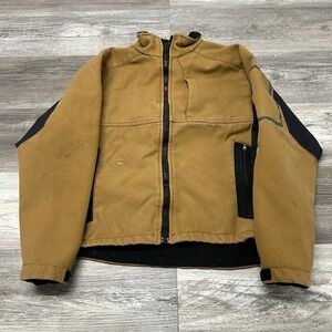 Arborwear Tan Black Mens S Full Zip Canvas Fleece Lined Workwear Cambium Jacket